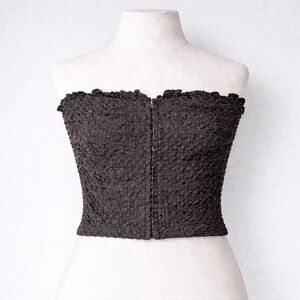 Princess Polly Corset Textured Tube Top Gray Size 4 Small Goth Grunge Fairy